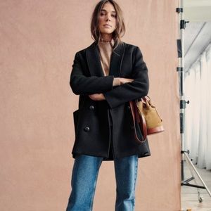Sezane Black James Pea Coat